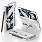 Foldable Phone Case with Magnetic Closure and Pen Slot for Samsung Galaxy z Fold 4 - Compact and Convenient - Silver