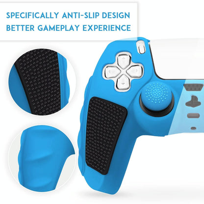 Silicone Gamepad Protective Case for Sony Ps5 with Splicing Design and Rocker Caps - Pink Black