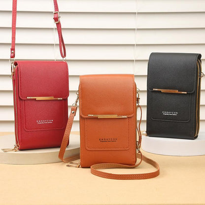 Multifunctional Touch Screen Crossbody Bag - Light Pink