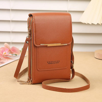 Multifunctional Touch Screen Crossbody Bag - Light Pink