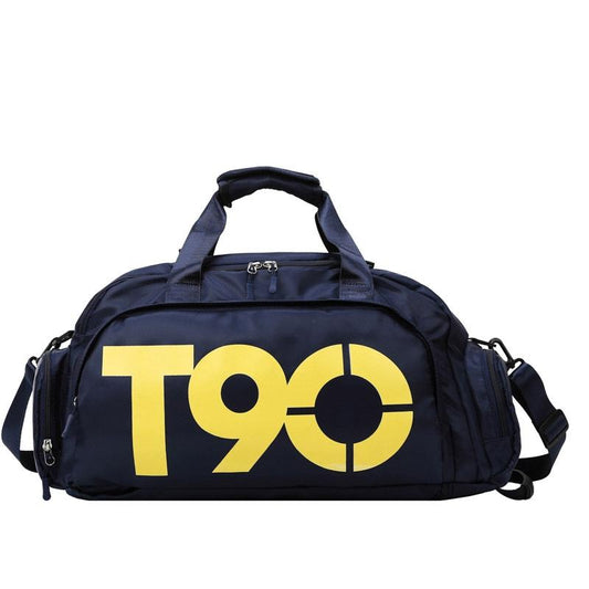 Large Capacity Sports Bag With Wet / Dry Separation - Blue And White