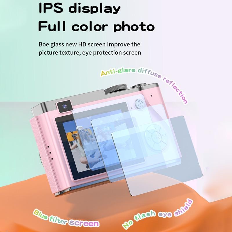 Retro Kids Camera With Dual-Lens 4K Hd Ccd - 2.4 Inch - Pink