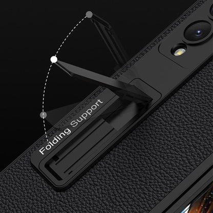 For Samsung Galaxy Z Fold4 5G Leather Case With Stand - Ultra Thin - Black