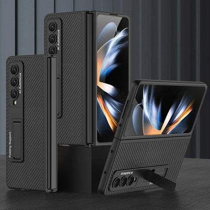 For Samsung Galaxy Z Fold4 5G Leather Case With Stand - Ultra Thin - Black