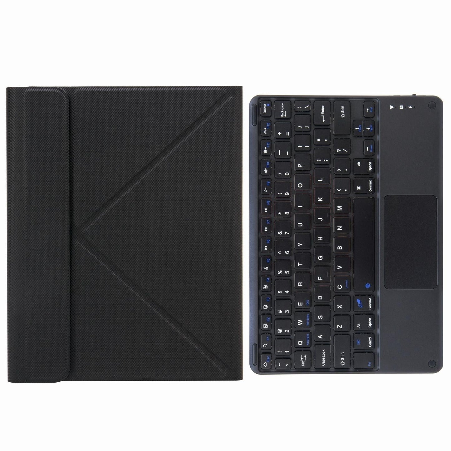 Bluetooth Keyboard Leather Case For Ipad 9.7 2018 / 2017 With Three-Fold Holder - Pink Blue