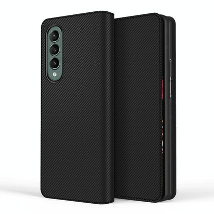 Foldable Leather Phone Case for Samsung Galaxy z Fold 4 - Horizontal Flip - Fiber Brown