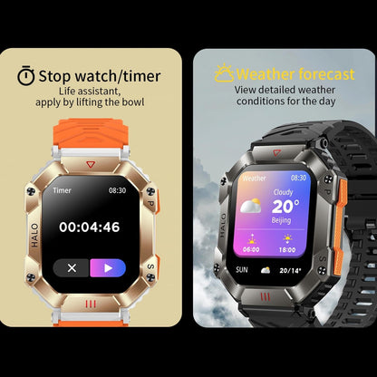 2.0 Inch Bt5.1 Ip67 Sport Smart Watch Support Bluetooth Call / Sleep / Blood Oxygen / Heart Rate / Blood Pressure Health Monitor - Black + Camouflage