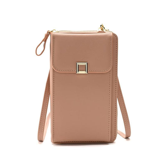Women Cross Body Phone Purse With Long Strap - Apricot