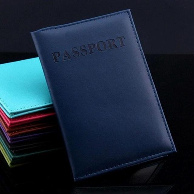 Travel Passport Cover Faux Leather Holder - Purple