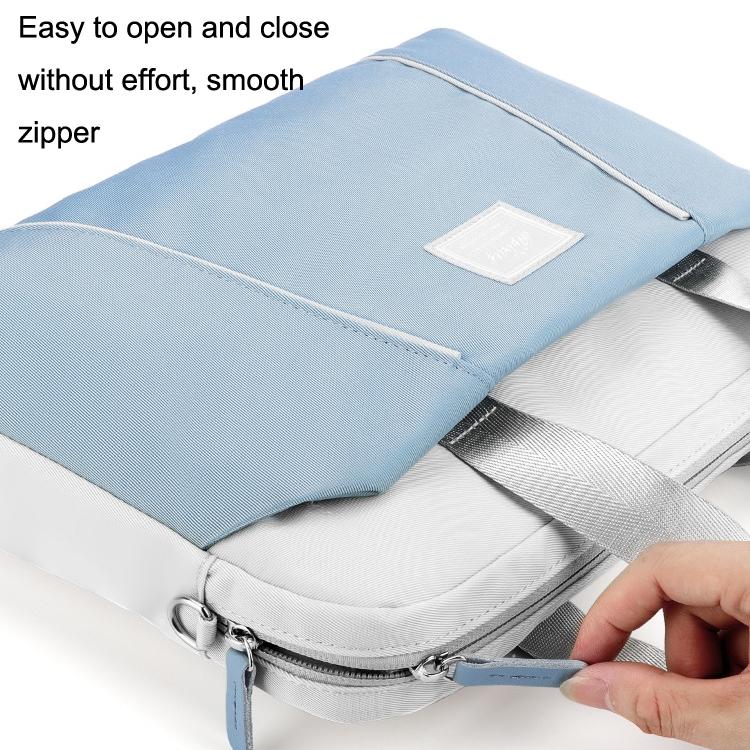 Computer Handheld Messenger Bag for Apple Macbook / Huawei / Xiaomi / Basne - Ladder Tape Light Blue + Gray Pu Power Package