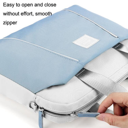 Computer Handheld Messenger Bag for Apple Macbook / Huawei / Xiaomi / Basne - Ladder Tape Light Blue + Gray Pu Power Package