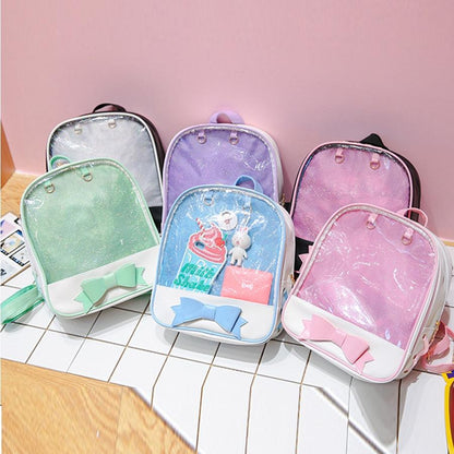 Mini Clear Kids Backpack With Bow - Perfect For School - Black Pink