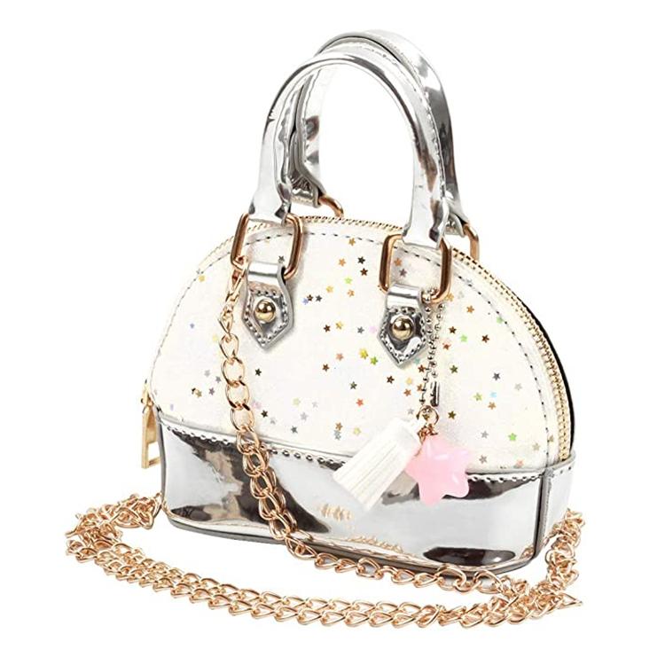 Mini Leather Shoulder Bag For Girls Cute & Compact - Silver