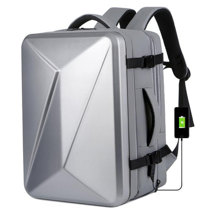 Waterproof Expandable Hard Shell Backpack with Usb Charging - Large Capacity Black - 162 Deep Gray