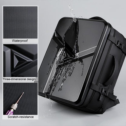 Waterproof Expandable Hard Shell Backpack with Usb Charging - Large Capacity Black - 162 Deep Gray