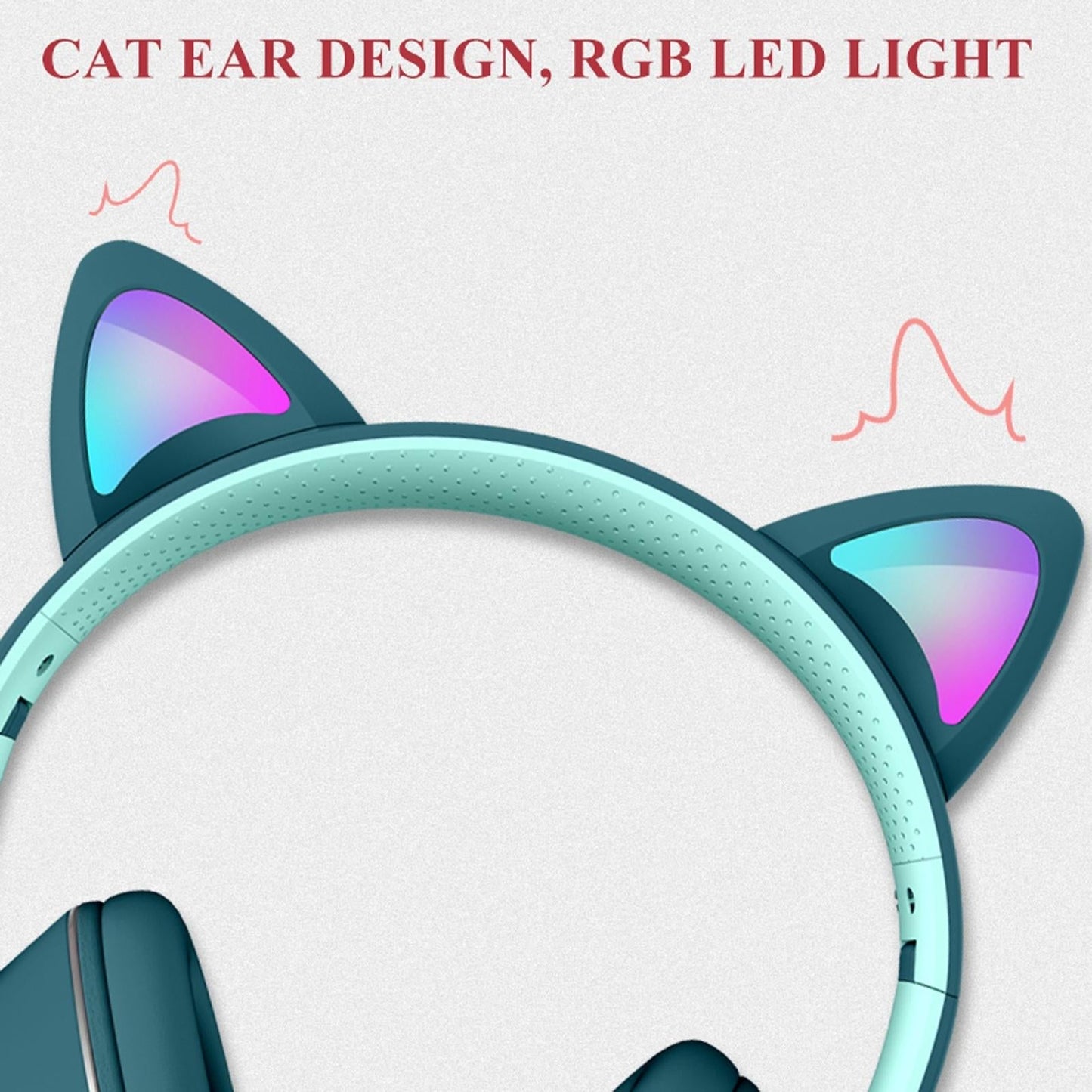 Foldable Led Headset With Mic Usb + 3.5Mm Port - Dark Blue