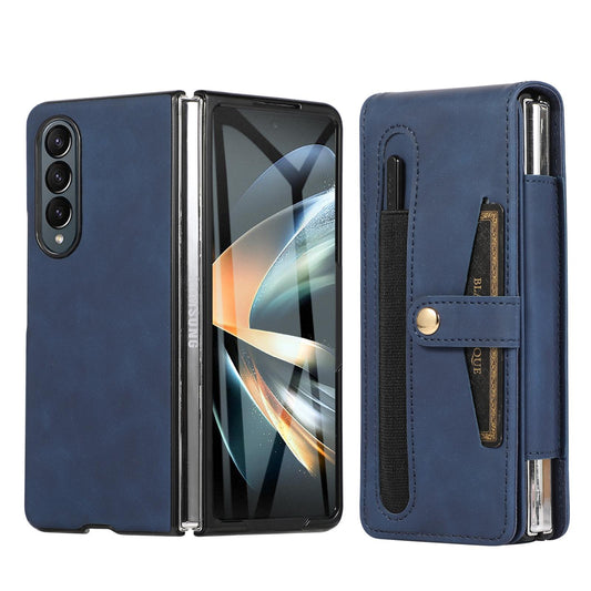 Leather Folding Phone Case for Samsung Galaxy z Fold 4 - Blue