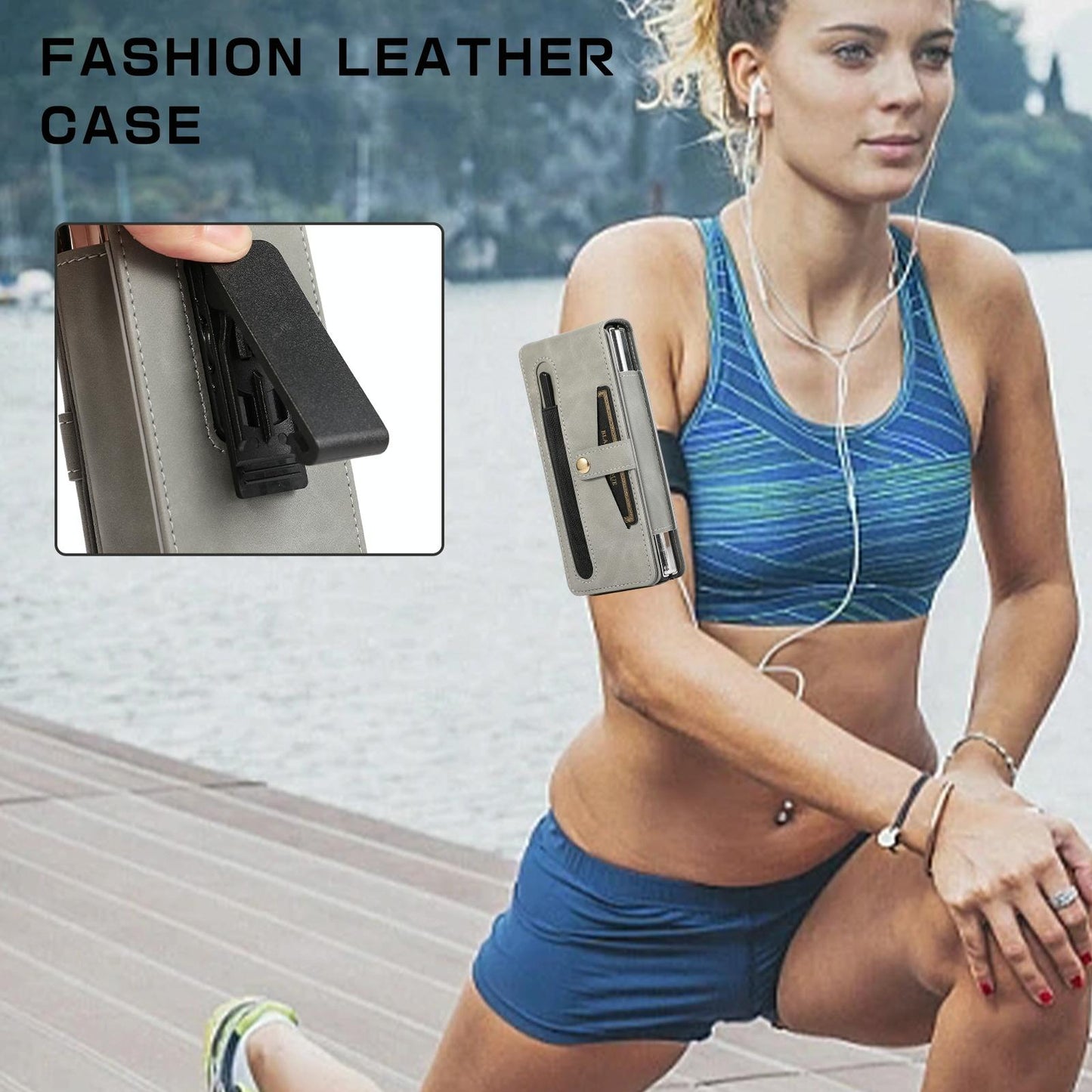Leather Folding Phone Case for Samsung Galaxy z Fold 4 - Blue