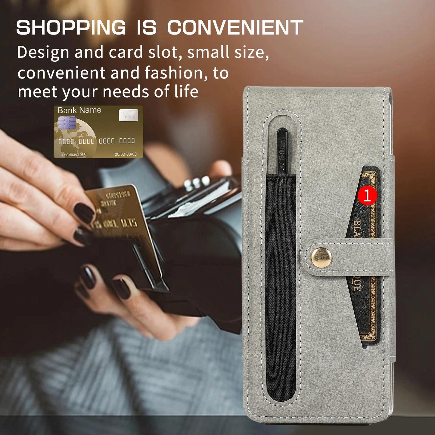 Leather Folding Phone Case for Samsung Galaxy z Fold 4 - Blue
