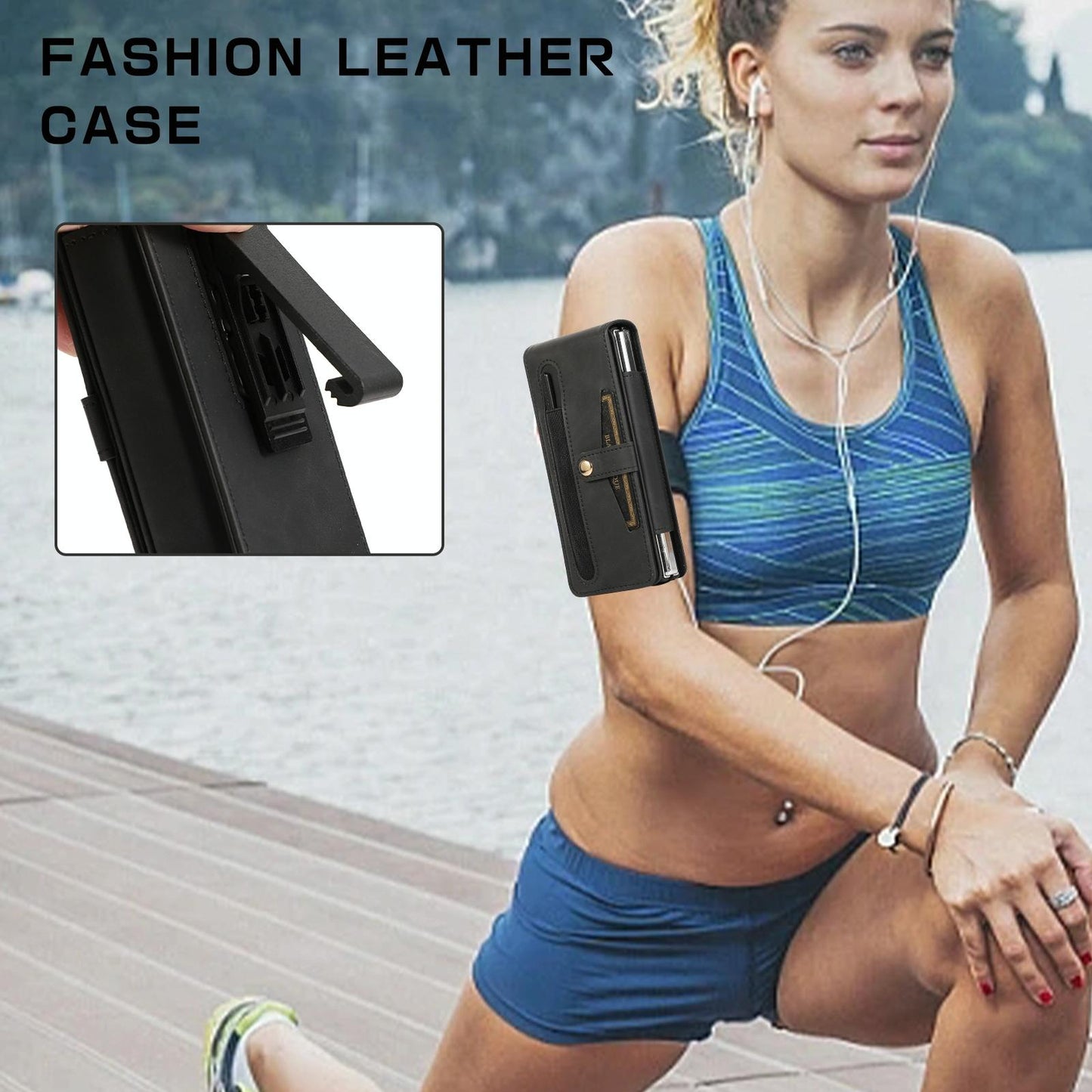 Leather Folding Phone Case for Samsung Galaxy z Fold 4 - Blue