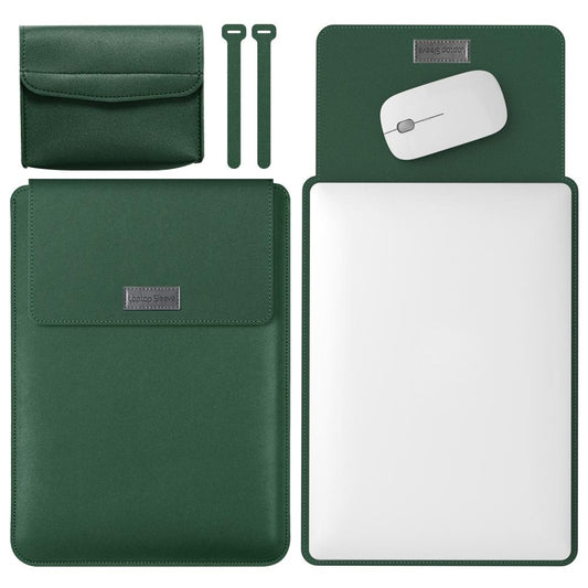 Lightweight 4-in-1 Leather Laptop Bag - 13 / 14 Inches Portable - Dark Green