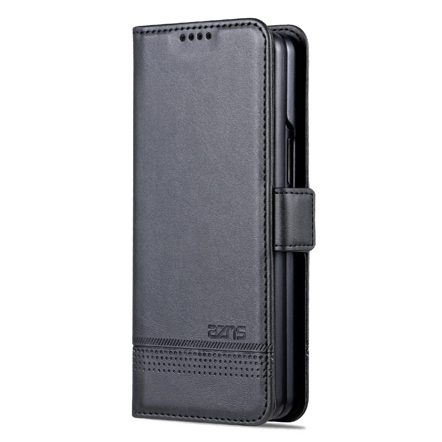 For Samsung Galaxy Z Fold4 5G Leather Magnetic Phone Case - Calf Texture - Dark Blue