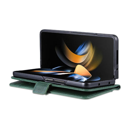 For Samsung Galaxy Z Fold4 5G Leather Magnetic Phone Case - Calf Texture - Dark Blue