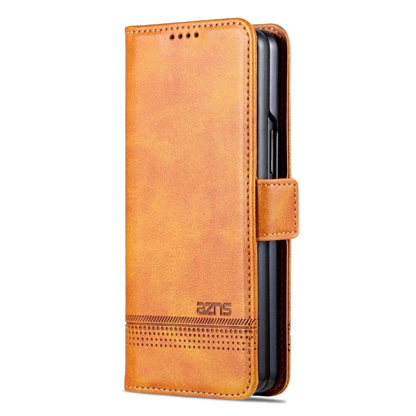 For Samsung Galaxy Z Fold4 5G Leather Magnetic Phone Case - Calf Texture - Dark Blue