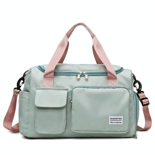 Waterproof Gym Bag For Travel - Size L - Green Pink