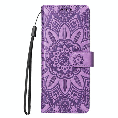Sunflower Embossed Leather Phone Case for Samsung Galaxy z Fold 4 / 5g - Rose Gold