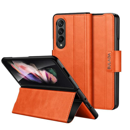 For Samsung Galaxy z Fold4 5G Magnetic Snap Leather Flip Case - All-inclusive - Blue