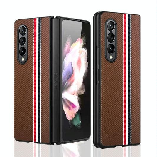 Shockproof Twill Phone Case for Samsung Galaxy z Fold 4 - Pc Tpu - Brown