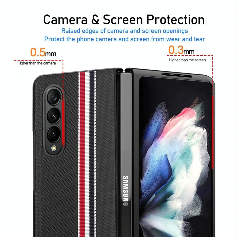 Shockproof Twill Phone Case for Samsung Galaxy z Fold 4 - Pc Tpu - Brown