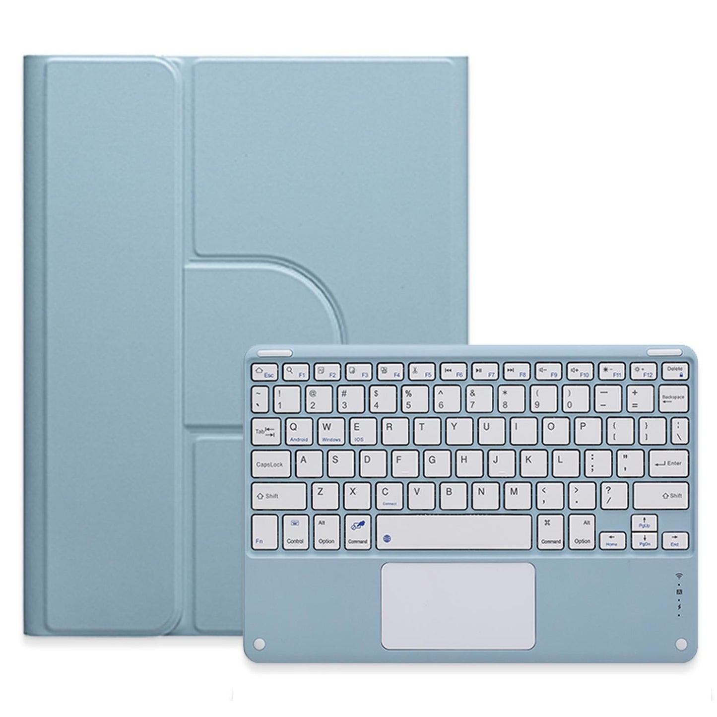 360 Degree Rotatable Bluetooth Keyboard Leather Case With Touchpad - Square Button - Sky Blue - For Ipad Air 2022 / Ipad Pro 11 2021