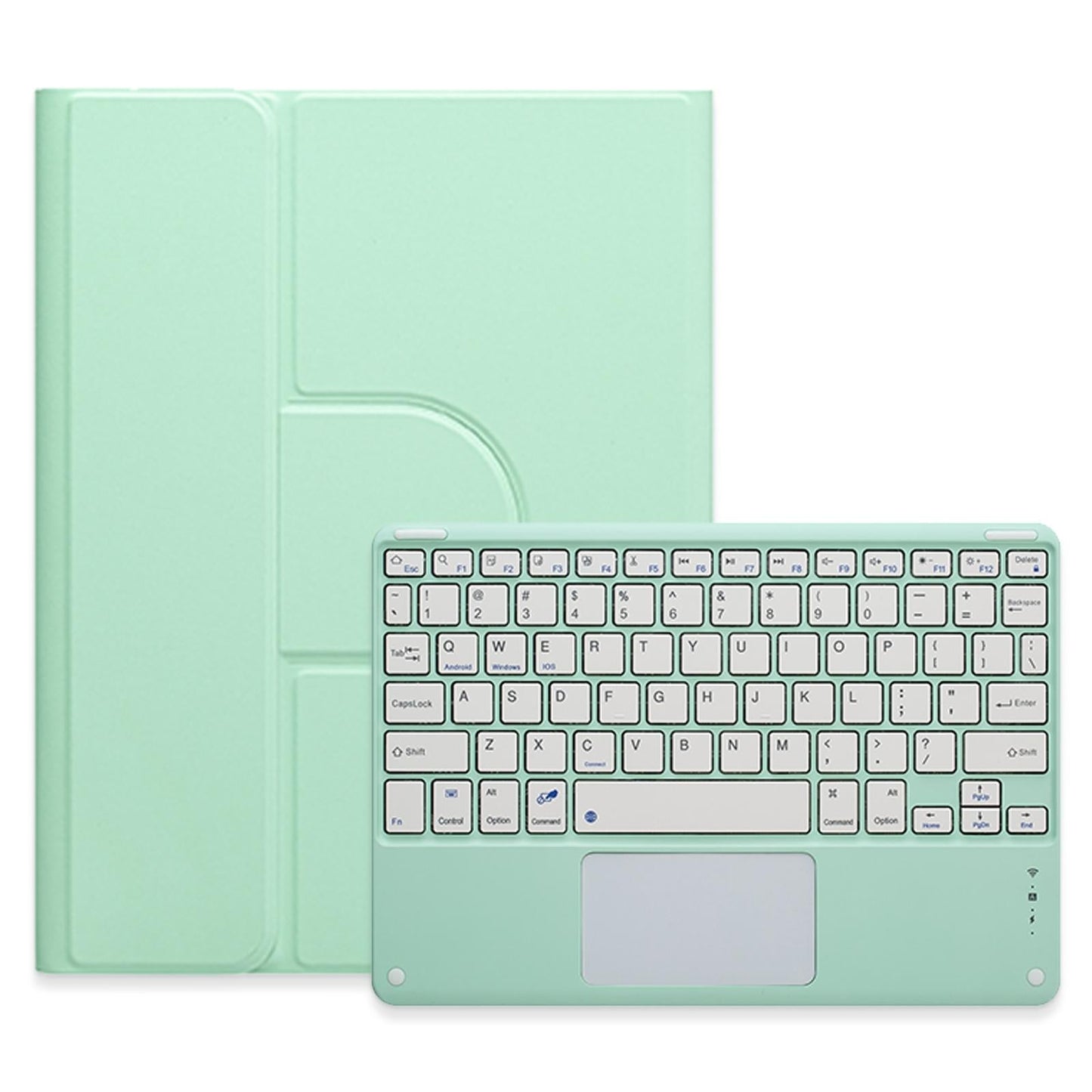360 Degree Rotatable Bluetooth Keyboard Leather Case With Touchpad - Square Button - Sky Blue - For Ipad Air 2022 / Ipad Pro 11 2021