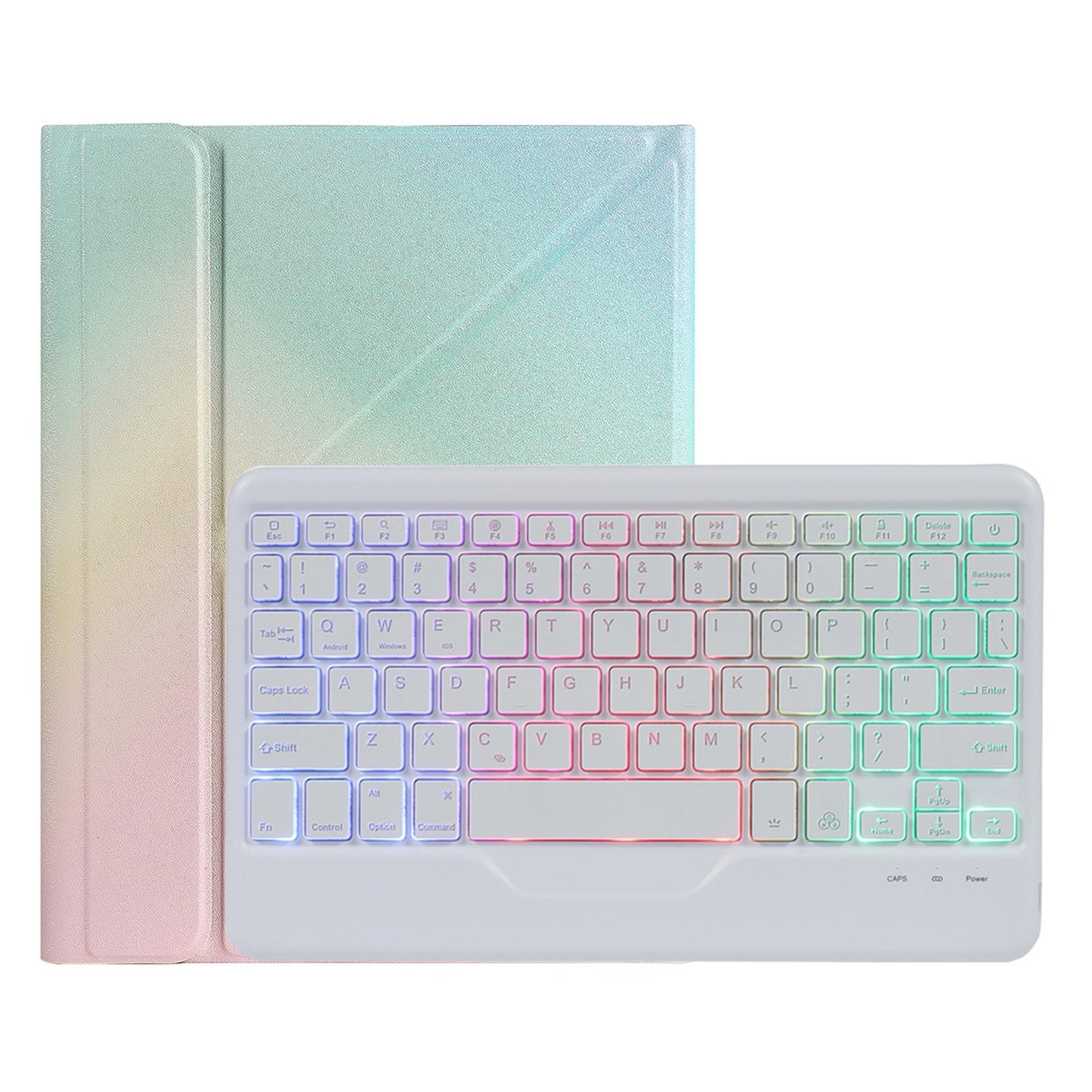 Bluetooth Keyboard Leather Case For Ipad Pro 11 With Holder & Pen Slot - Gradient Blue Pink