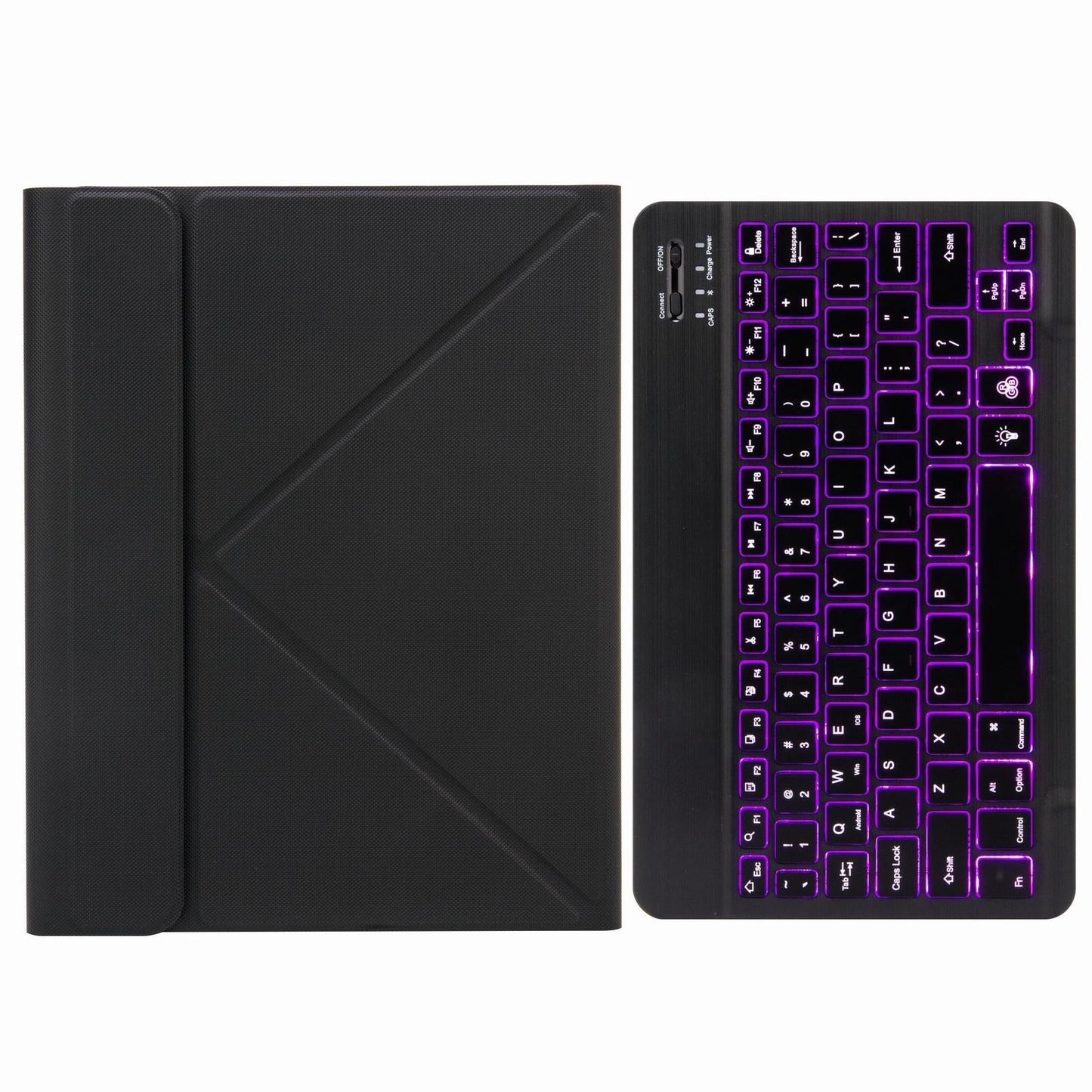 Bluetooth Keyboard Leather Case For Ipad Pro 11 With Three-Fold Holder & Backlight - Pink Blue