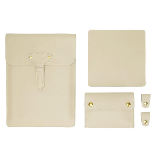 Waterproof Leather Laptop Liner Bag - 3-in-1 15 Inches - Apricot