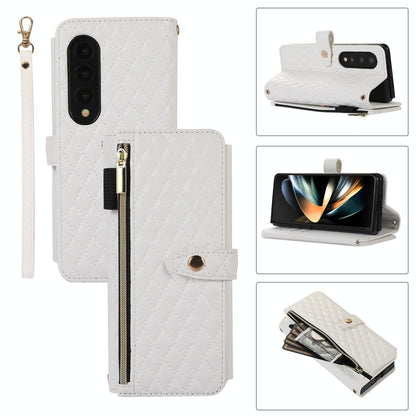 Foldable Diamond Lattice Phone Case for Samsung Galaxy z Fold 4 - Pink