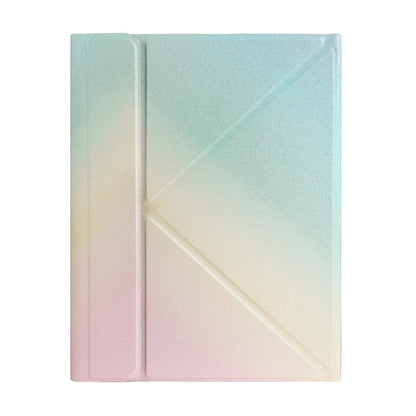 Bluetooth Keyboard Leather Case For Ipad Pro 11 With Triangle Holder & Pen Slot - Fits 2021 / 2020 / 2018 & Air 4 10.9 - Splittable - Gradient Blue Pink