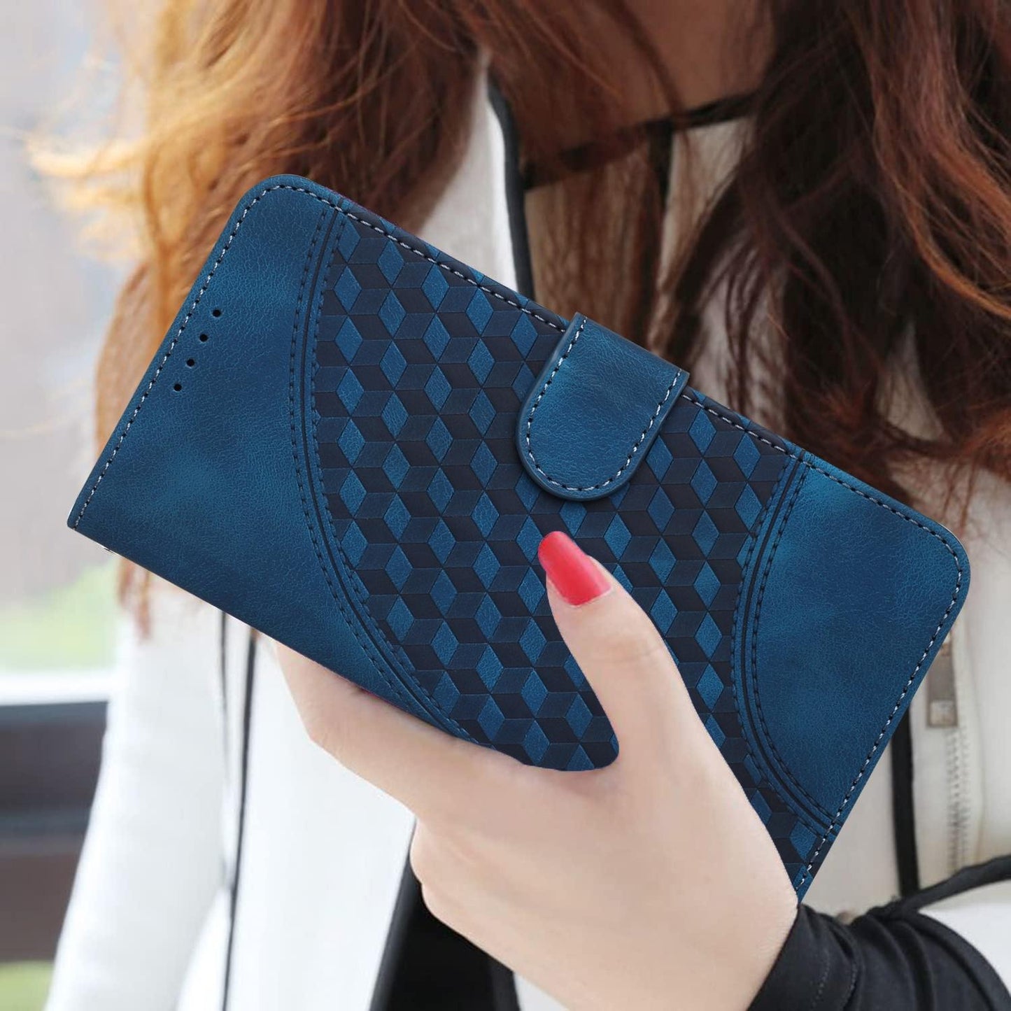 Embossed Elephant Head Phone Case for Samsung Galaxy z Fold 4 5g with Lanyard - Royal Blue