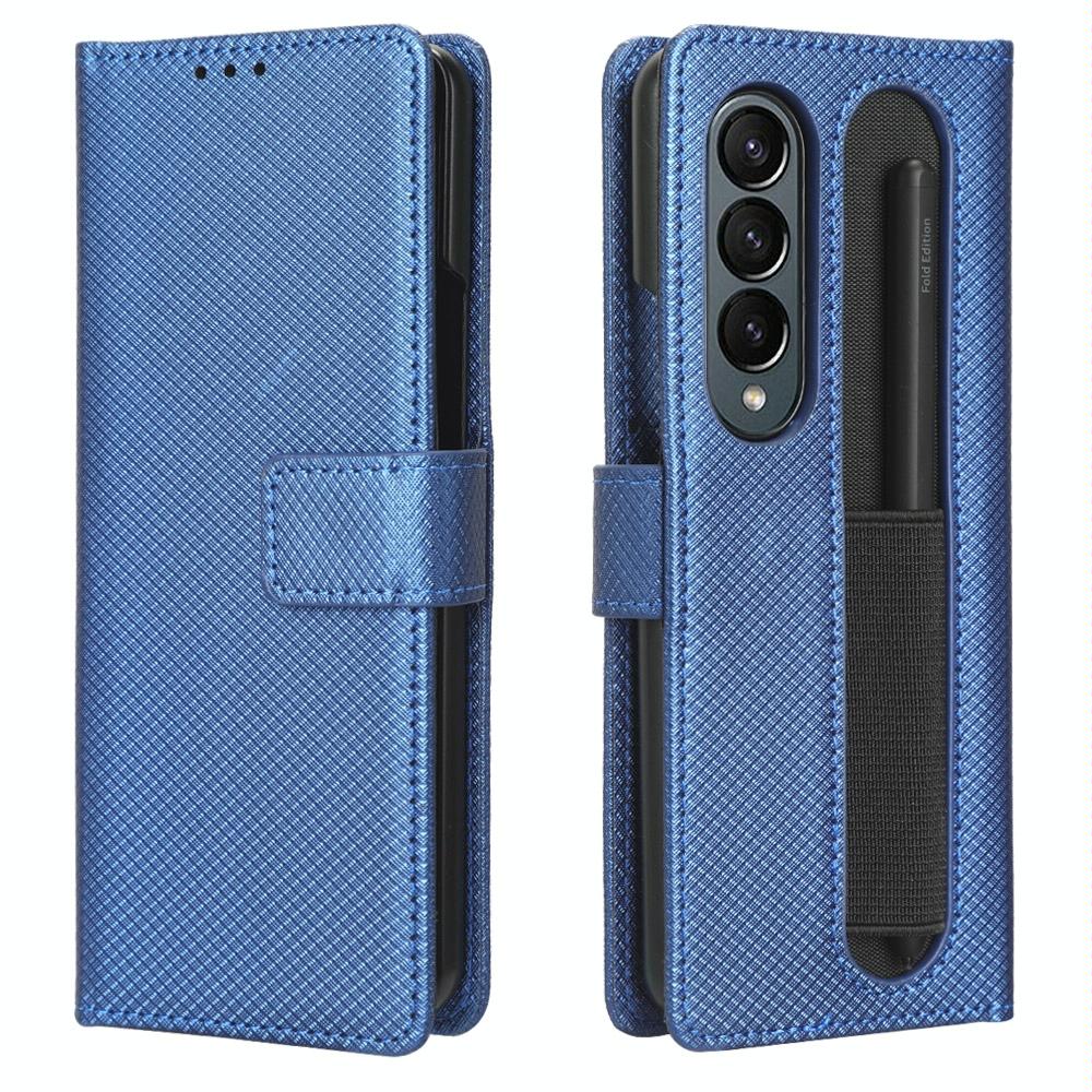 For Samsung Galaxy Z Fold4 5G Textured Leather Phone Case - Purple