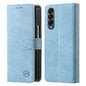 For Samsung Galaxy Z Fold4 5G Leather Texture Phone Case - Pu Tpu - Light Blue