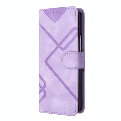 Smooth Leather Phone Case for Samsung Galaxy z Fold 4 - Line Pattern - Black