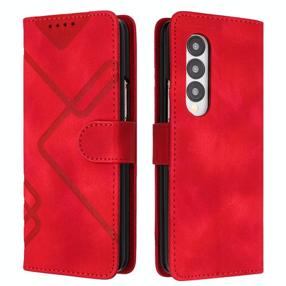 Smooth Leather Phone Case for Samsung Galaxy z Fold 4 - Line Pattern - Black
