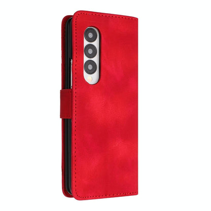 Smooth Leather Phone Case for Samsung Galaxy z Fold 4 - Line Pattern - Black