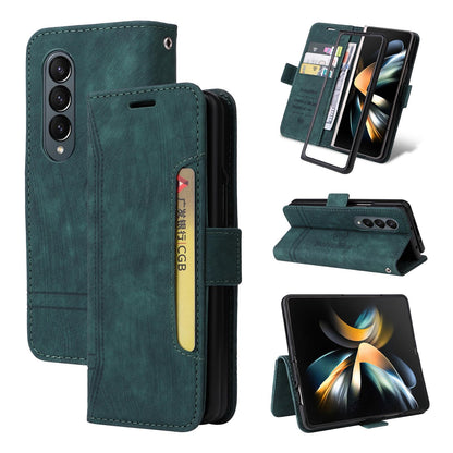 For Samsung Galaxy Z Fold4 5G Leather Dual Buckle Phone Case - Purple
