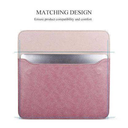Horizontal Magnetic Leather Laptop Inner Bag - Invisible Buckle - Pink