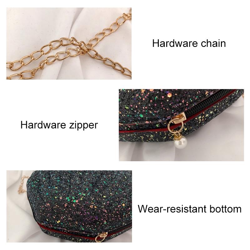 Sequined Shell Crossbody Bag Single Shoulder Fashion Accessory - Pink