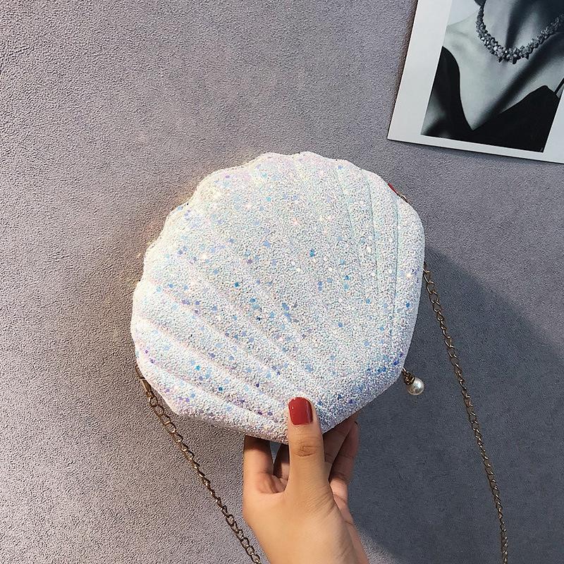 Sequined Shell Crossbody Bag Single Shoulder Fashion Accessory - Pink
